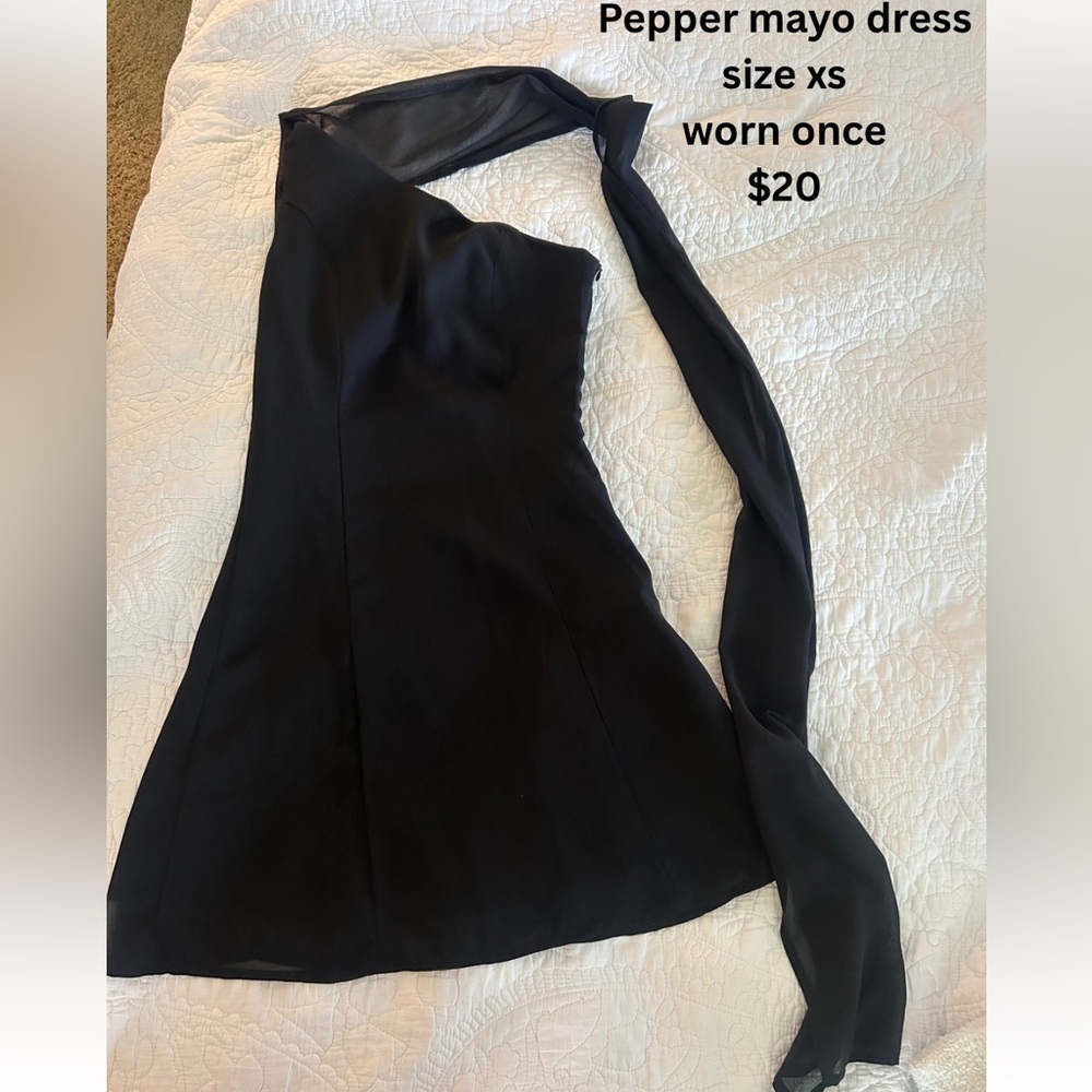 Peppermayo Black One-Shoulder Dress